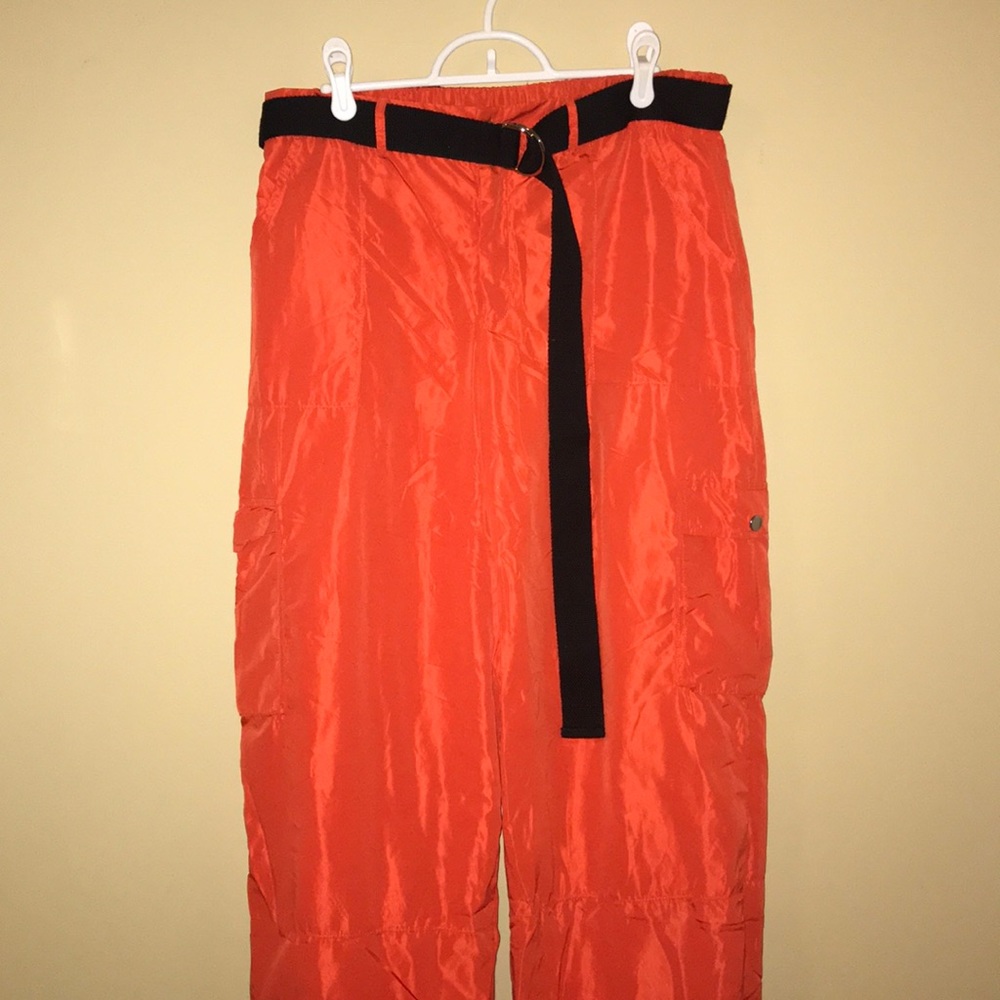 Orange cargo jogger pants
